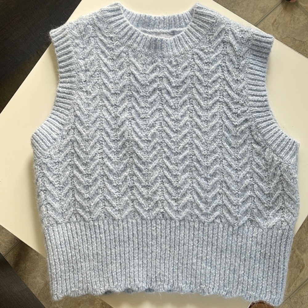 Zara knit vest in powder blue. New with tags